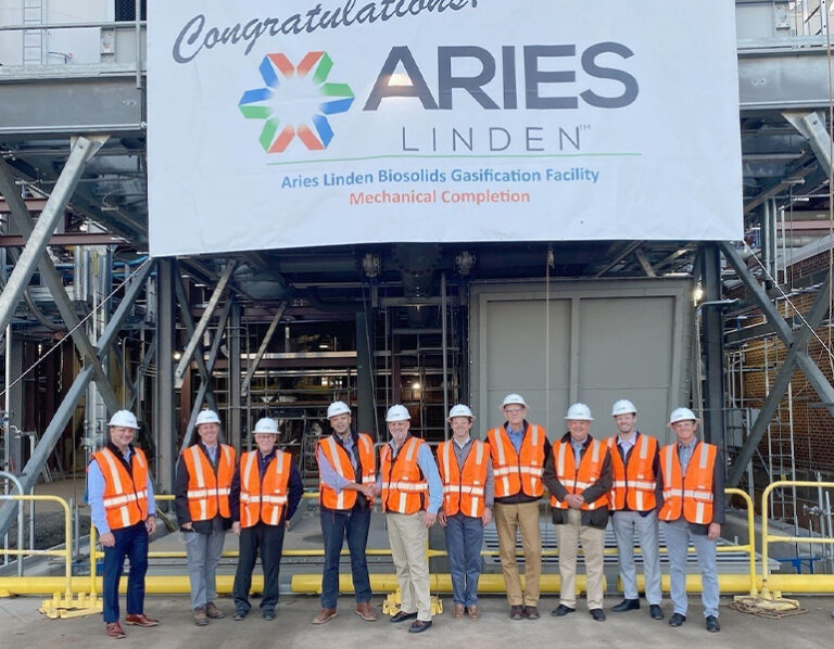 Aries linden gasification biosolids energy completes permitting reaches moves