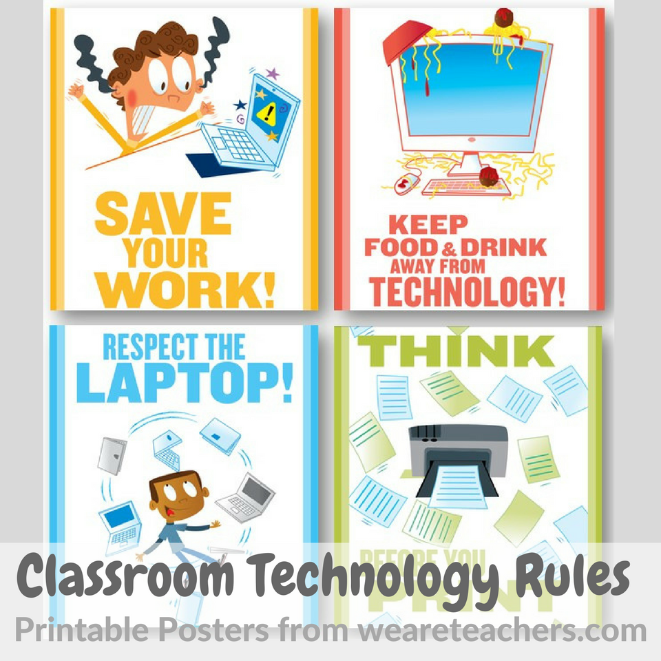 Rules technology classroom posters printable etiquette freebies computer lab class bloglovin choose board