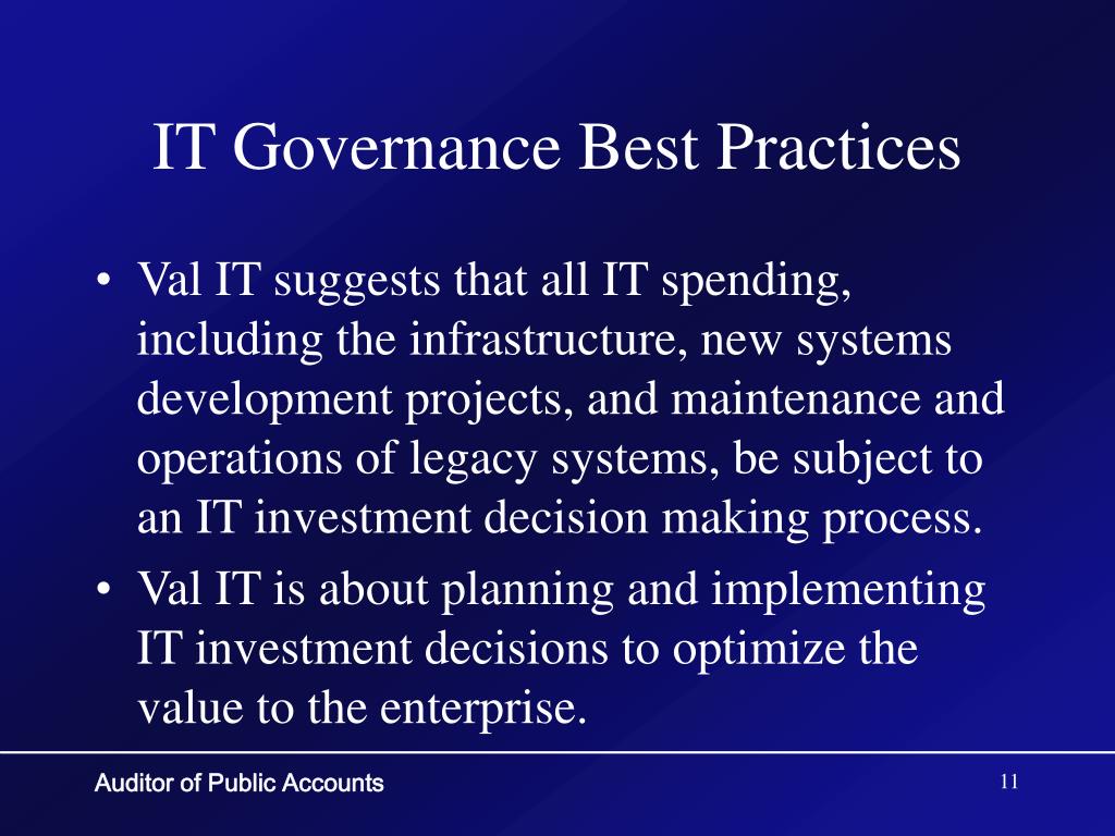 Information technology governance best practices